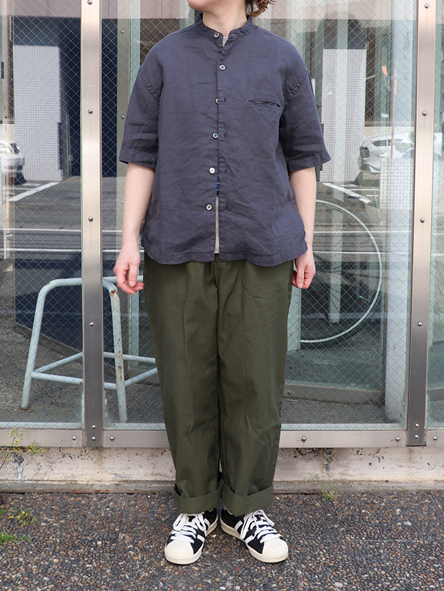 60/1ライトリネンベニススタンド半袖シャツ TIGRE BROCANTE