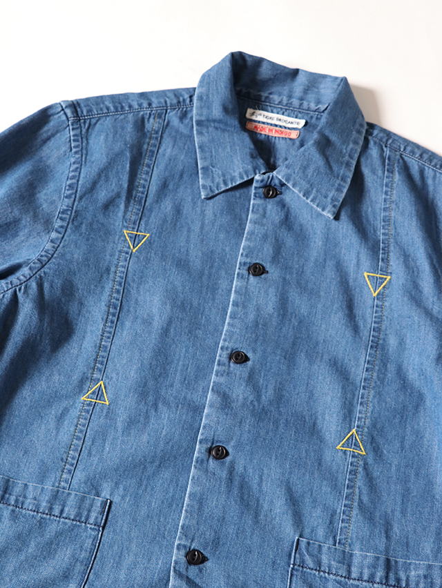 6オンスデニムアフロキューバン長袖シャツ TIGRE BROCANTE