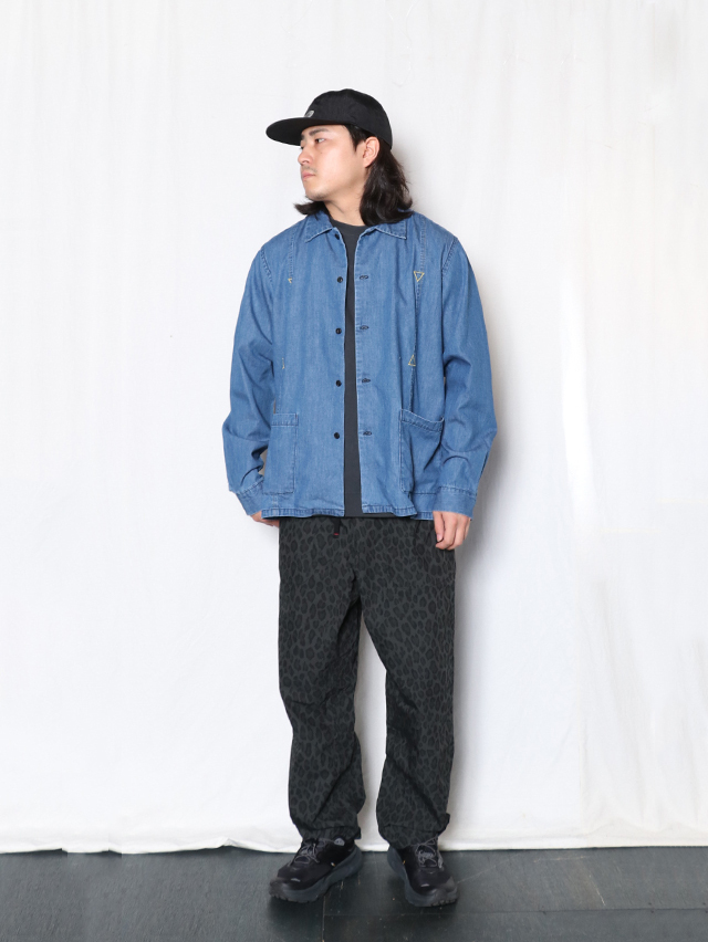 6オンスデニムアフロキューバン長袖シャツ/Mens M