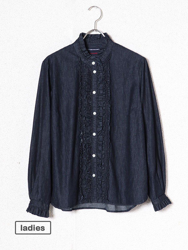 6オンスデニムリルフリル長袖シャツ