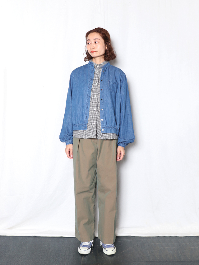 6オンスデニムスタンドギャザーブラウス TIGRE BROCANTE