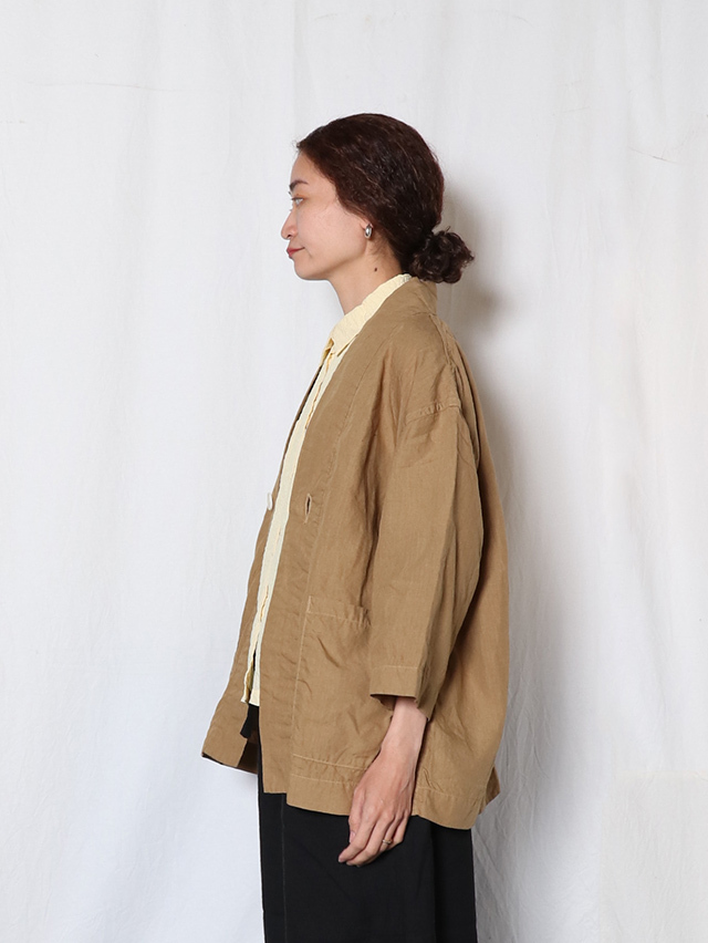 日本製【TIGRE BROCANTE】半袖リネンシャツ　リメイク風シャツ　F 日本製【TIGRE BROCANTE】半袖リネンシャツ リメイク風シャツ F