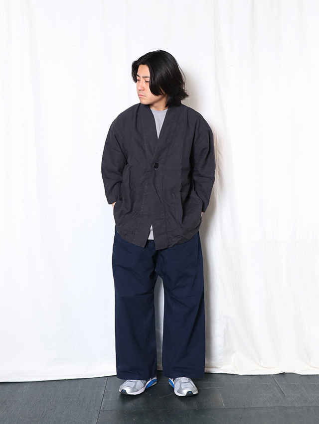 80高密度リネンキモノ7分袖シャツ TIGRE BROCANTE