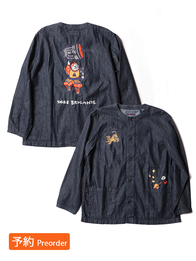 【予約商品】大津絵刺繍クルーネック長袖シャツ★クーポン対象