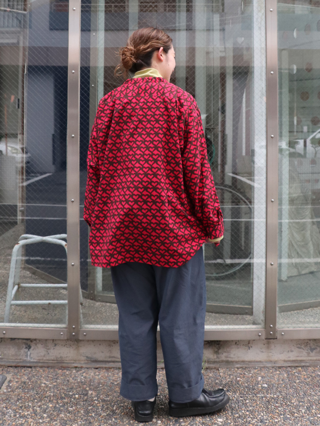 Ground Y 総柄 ロングシャツ レッド シェアハート ネル プルオーバーロングシャツ TIGRE BROCANTE