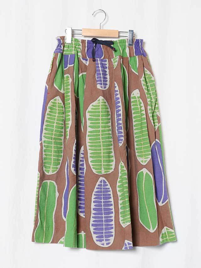 新品タグあり　いちごバスケット　スカート 南国の葉Batikポケットフィセルロングスカート TIGRE BROCANTE
