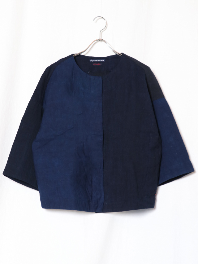 藍の古布クルーネックジャケット TIGRE BROCANTE