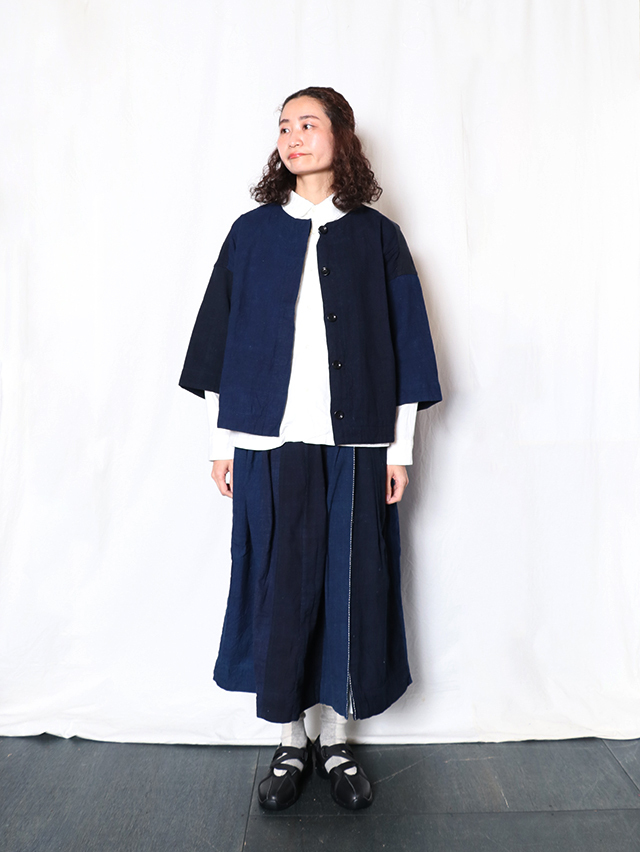 藍の古布クルーネックジャケット TIGRE BROCANTE