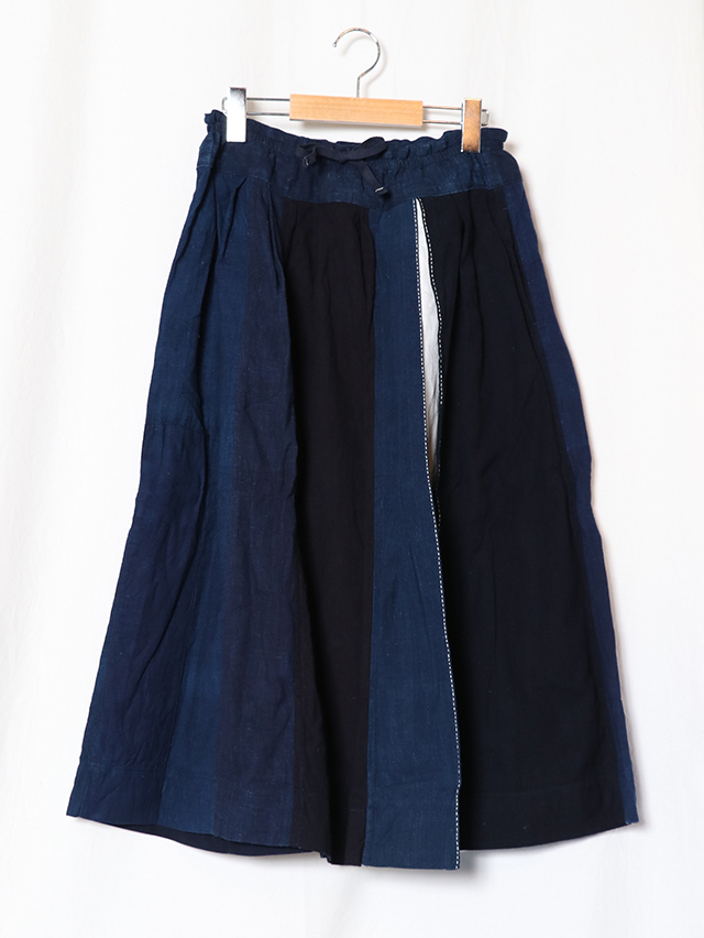 藍の古布スリットロングスカート TIGRE BROCANTE
