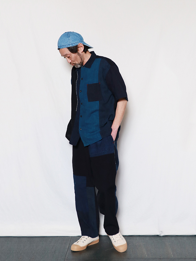 藍の古布タゴサクパンツ(ステッチ入り) TIGRE BROCANTE 