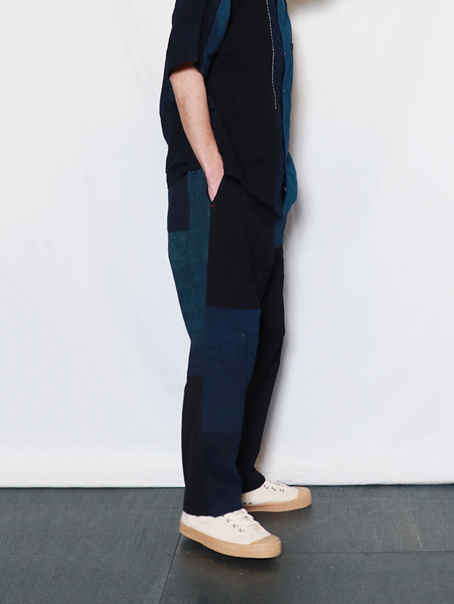 藍の古布タゴサクパンツ(ステッチ入り) TIGRE BROCANTE