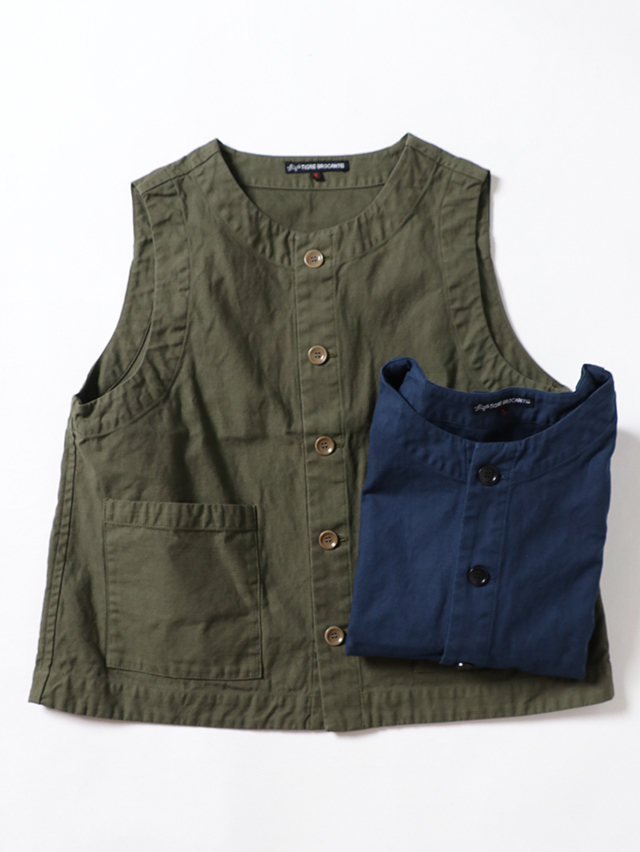 バックサテンオープンポケットベスト TIGRE BROCANTE