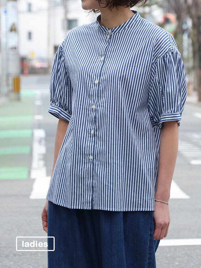 C/Siシャンブレーバルン5分袖ブラウス