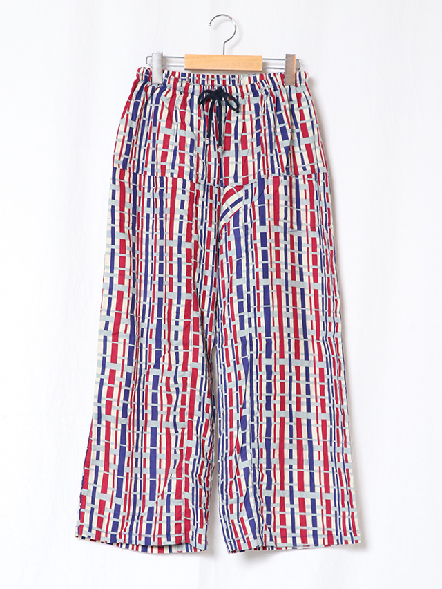 バンブーチェックコットンリネンビエラムエタイパンツ/S