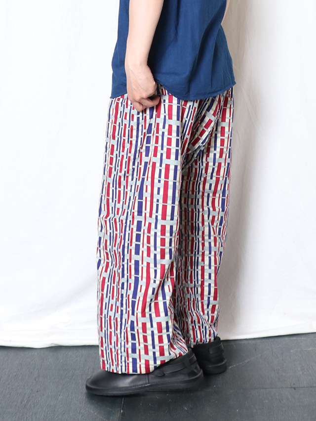 バンブーチェックコットンリネンビエラムエタイパンツ/M