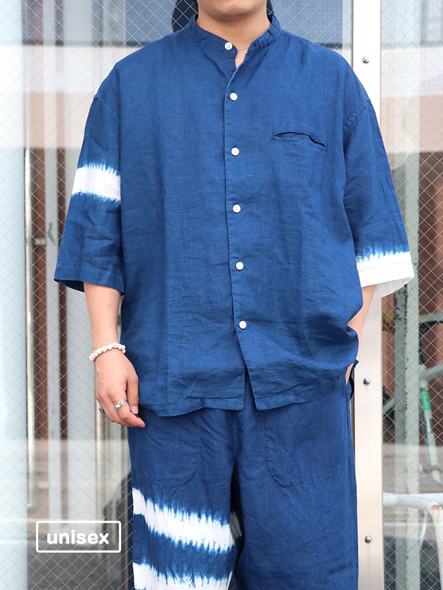 Bandage絞りベニススタンド半袖シャツ