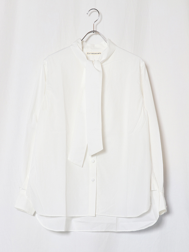 ブロードモヤージュタイブラウス/ホワイト