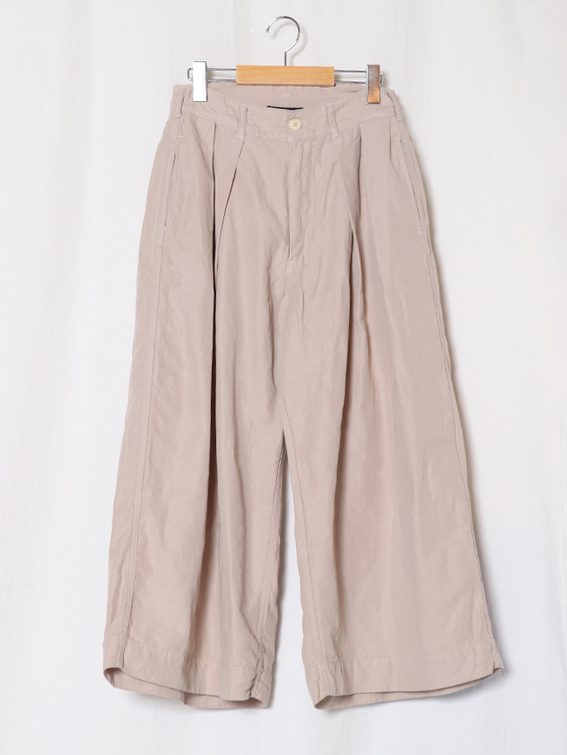 高密度コットンリネンハカマパンツ(LadiesFとMensM)/ナチュラル