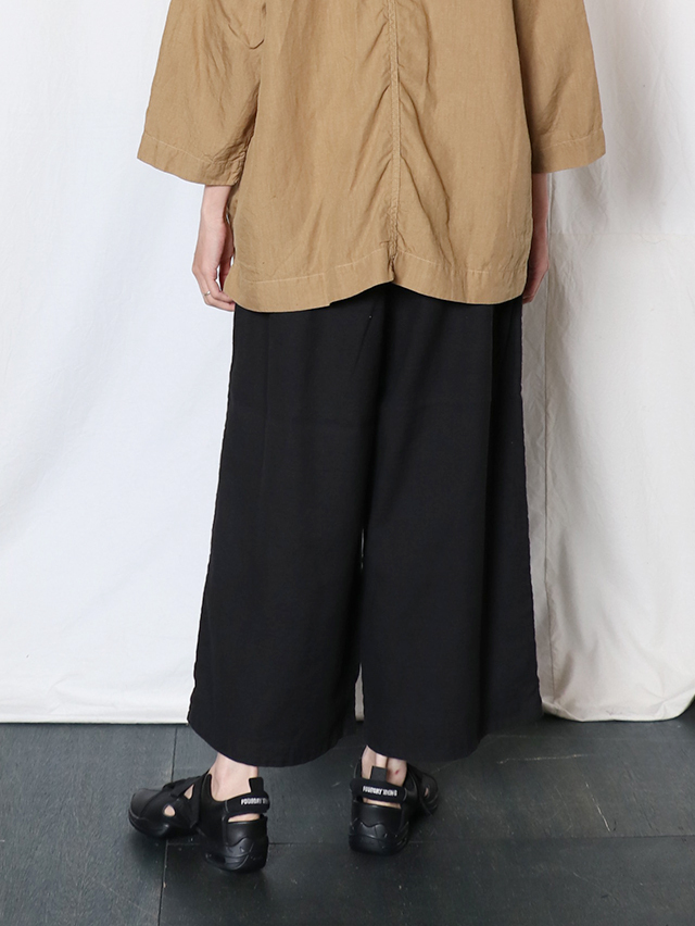 コットンリネンツイルギャザーワイドパンツ TIGRE BROCANTE