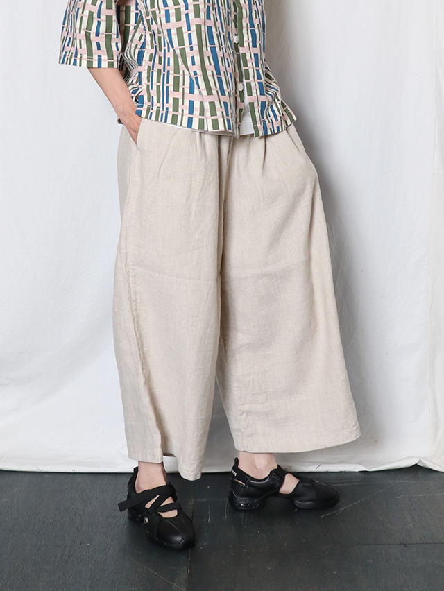 コットンリネンツイルギャザーワイドパンツ TIGRE BROCANTE