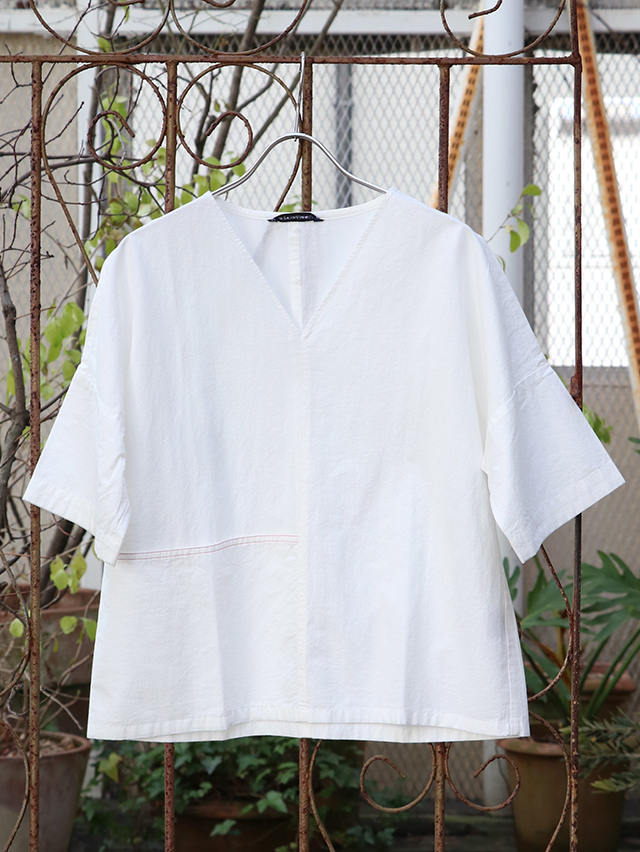 日本製【TIGRE BROCANTE】半袖リネンシャツ　リメイク風シャツ　F 日本製【TIGRE BROCANTE】半袖リネンシャツ リメイク風シャツ F