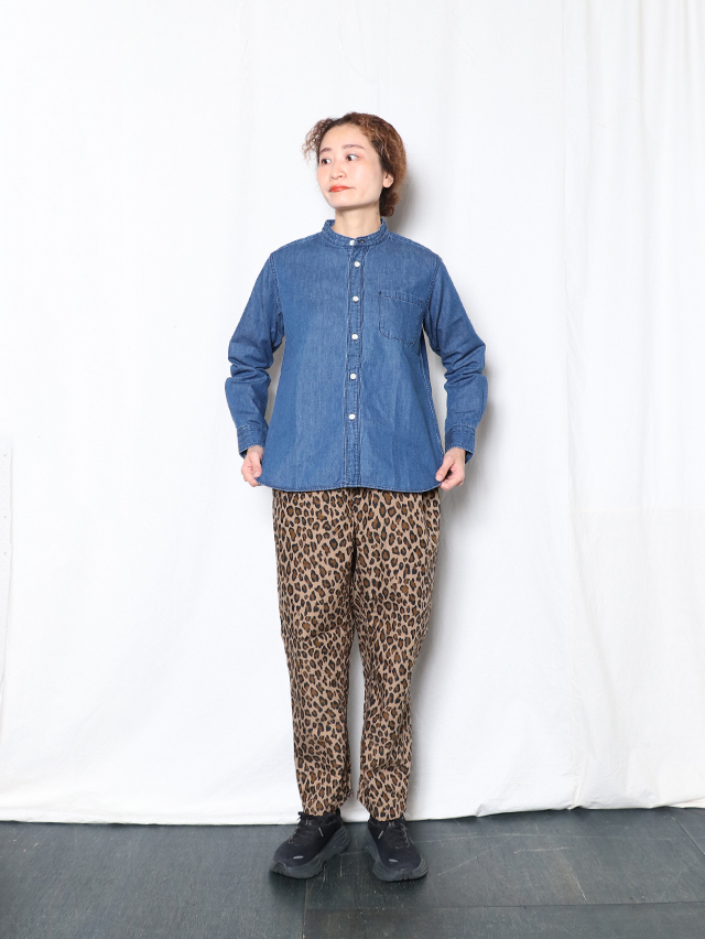 コットンナイロンレオパードタゴサクロングパンツ