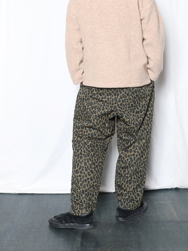 コットンナイロンレオパードタゴサクロングパンツ