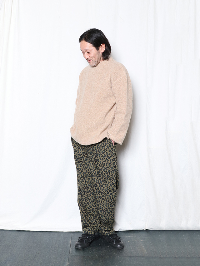 コットンナイロンレオパードタゴサクロングパンツ