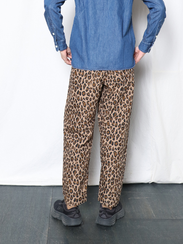 コットンナイロンレオパードタゴサクロングパンツ