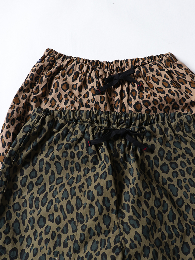 コットンナイロンレオパードタゴサクロングパンツ