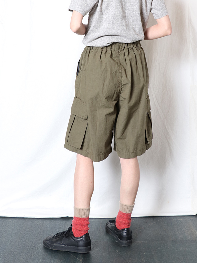 オーガニック玉虫カーゴギャザーショートパンツ TIGRE BROCANTE