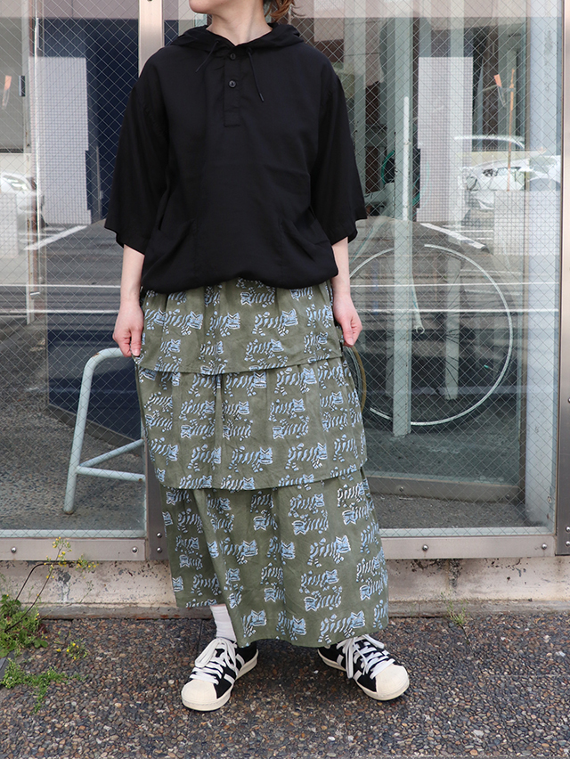 TIGREブロックプリントティアードスカート TIGRE BROCANTE