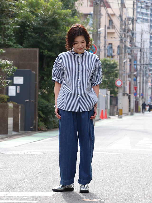C/Siシャンブレーバルン5分袖ブラウス TIGRE BROCANTE