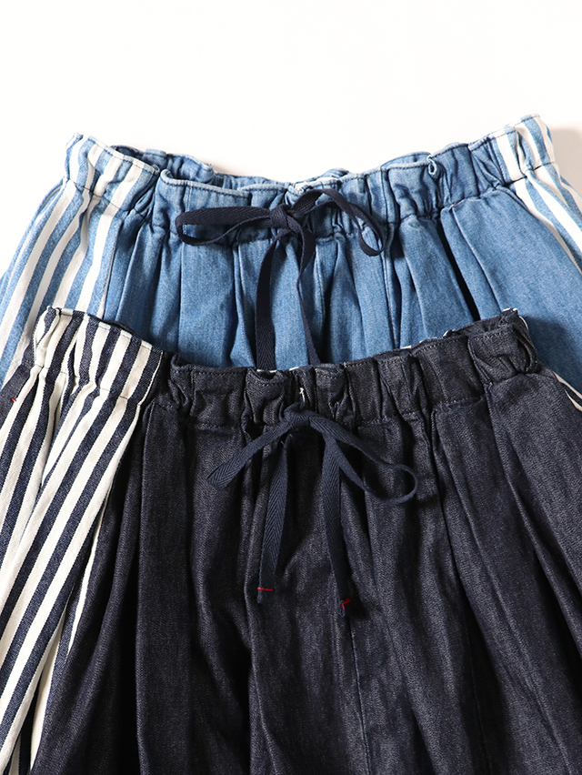 6オンスデニム×インディゴヒッコリーバレルロングスカート TIGRE BROCANTE