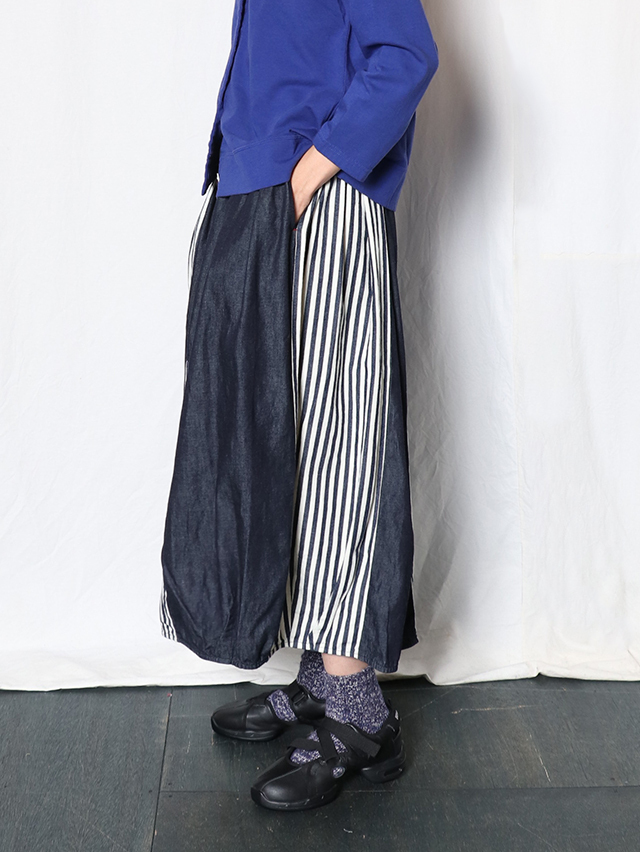 センソユニコ　M2　デニム　スカート　バルーン　インディゴ　38　M相当 6オンスデニム×インディゴヒッコリーバレルロングスカート TIGRE BROCANTE