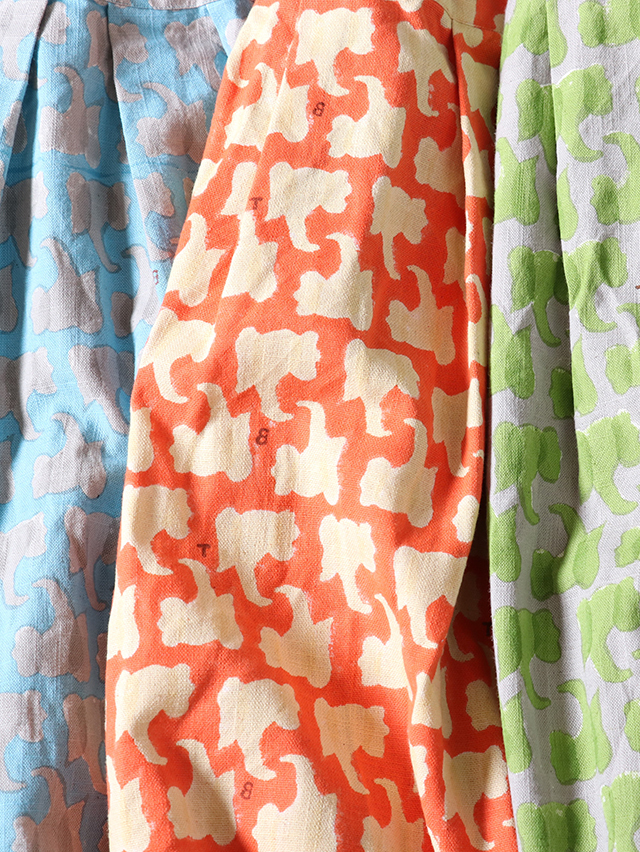 エレファントブロックプリントフィセルロングスカート TIGRE BROCANTE