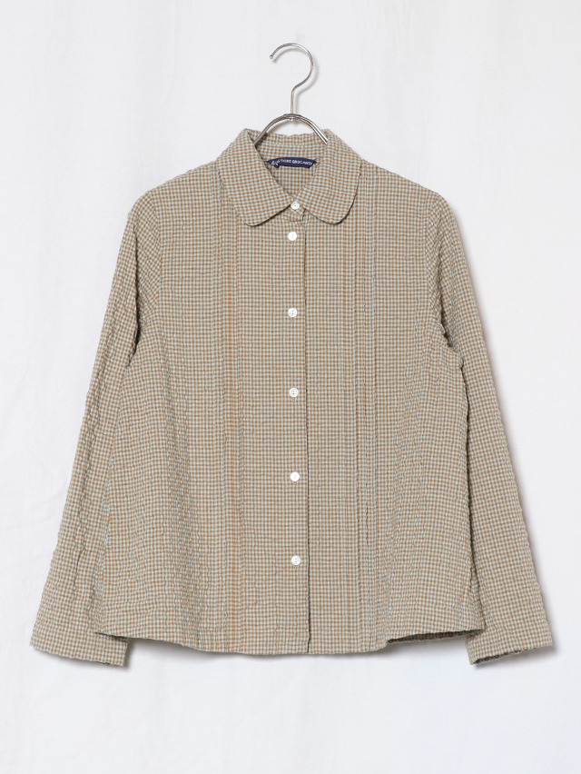 tigre brocante シャツ　ドット ギンガムドビーピンタックシャツ TIGRE BROCANTE