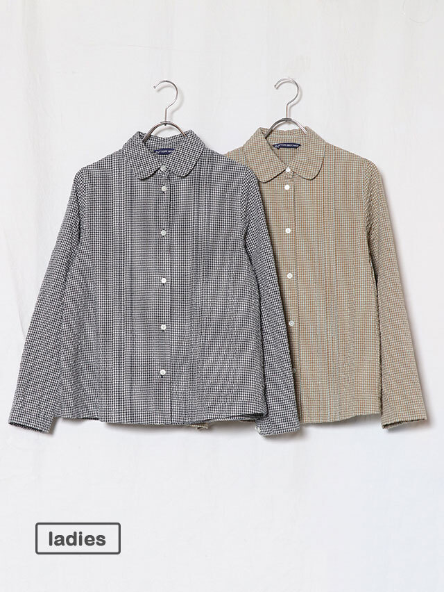 ギンガムドビーピンタックシャツ