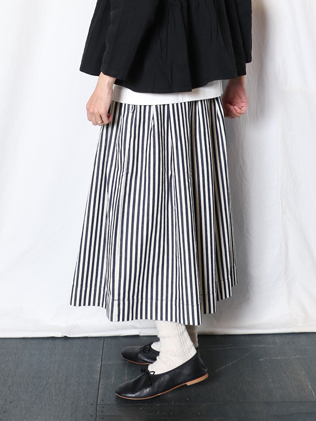 wabisuke 　TIGRE BROCANTE フレアスカート　インディ インディゴヒッコリーフィセルロングスカート TIGRE BROCANTE