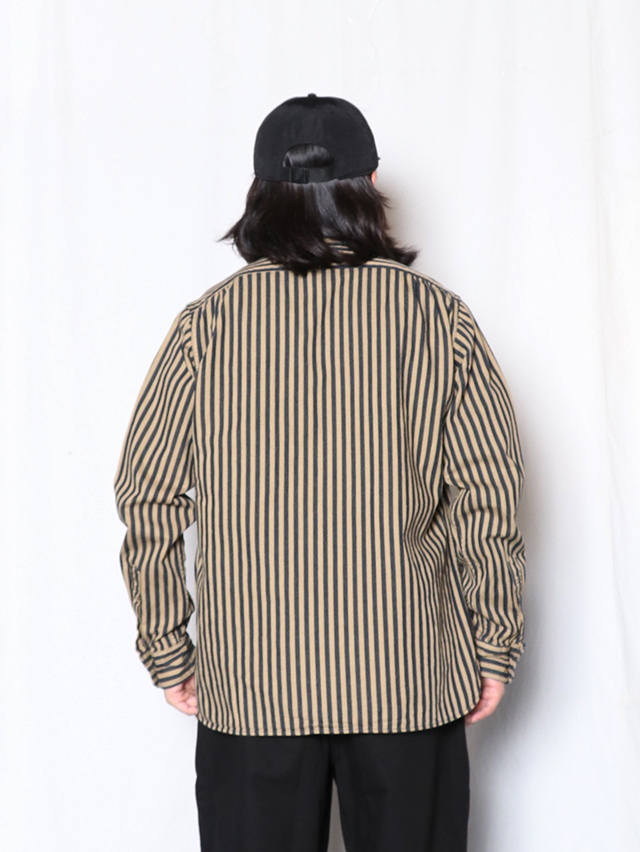 ヒッコリースタンドカラー長袖シャツ TIGRE BROCANTE