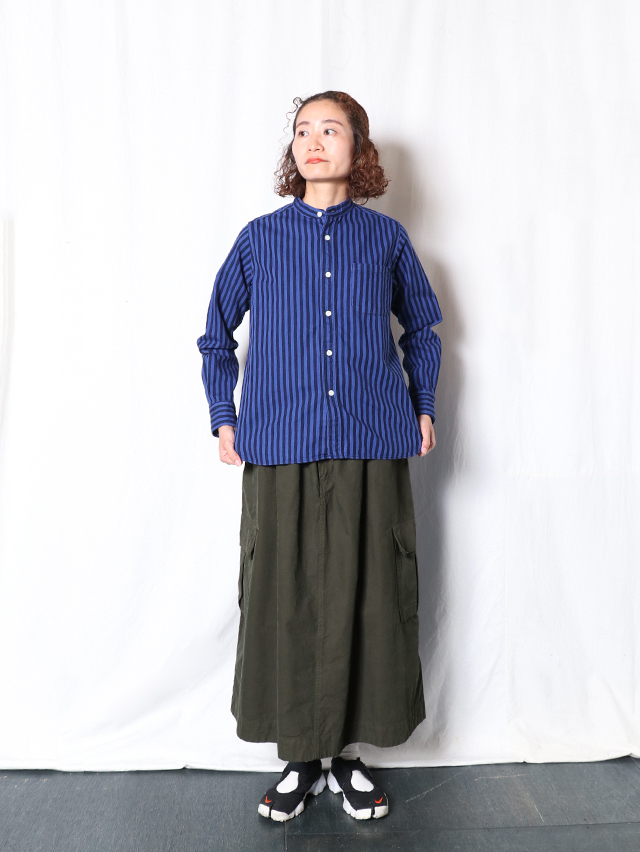ヒッコリースタンドカラー長袖シャツ TIGRE BROCANTE