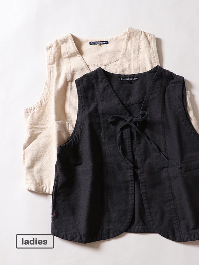 HOOT cotton リボンtieショートベスト