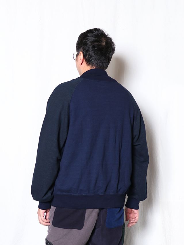 インディゴ裏毛ベースボールジャケット TIGRE BROCANTE