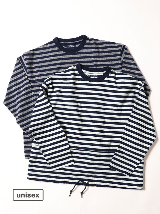 インディゴボーダー天竺ボースン9分袖T