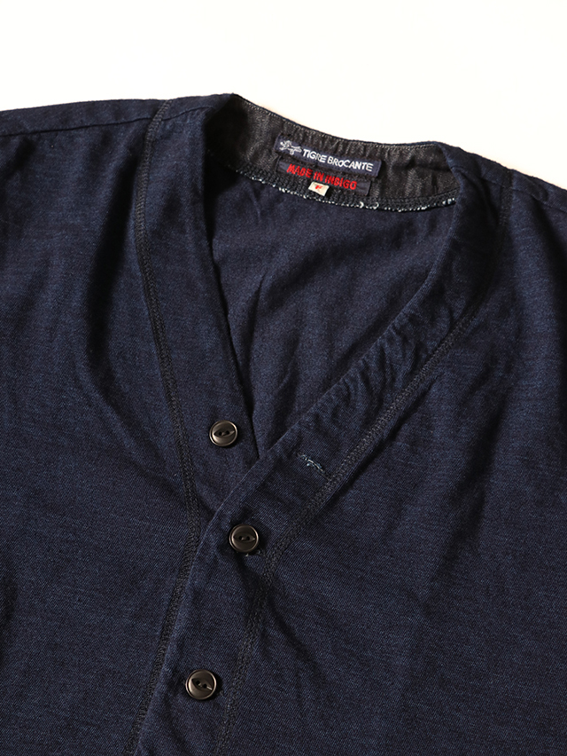 未使用 TIGREBROCANTE M インディゴ 長袖カーディガン インディゴ天竺ラウンドヘムカーディガン TIGRE BROCANTE