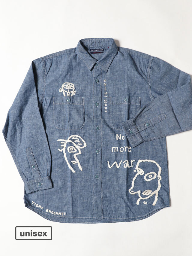 KAKEI boys 刺繍レギュラーワークシャツ