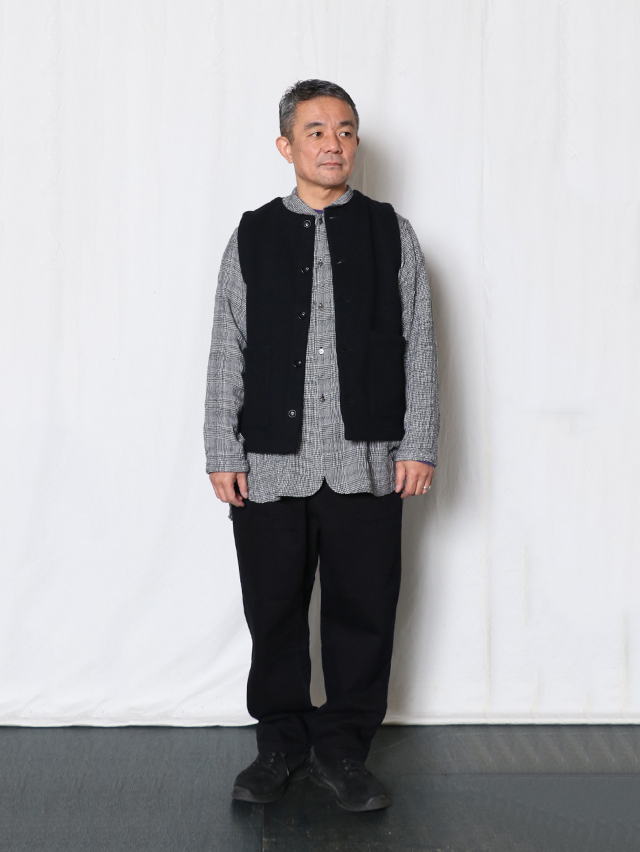 カルゼヘリンボンオープンポケットベスト TIGRE BROCANTE