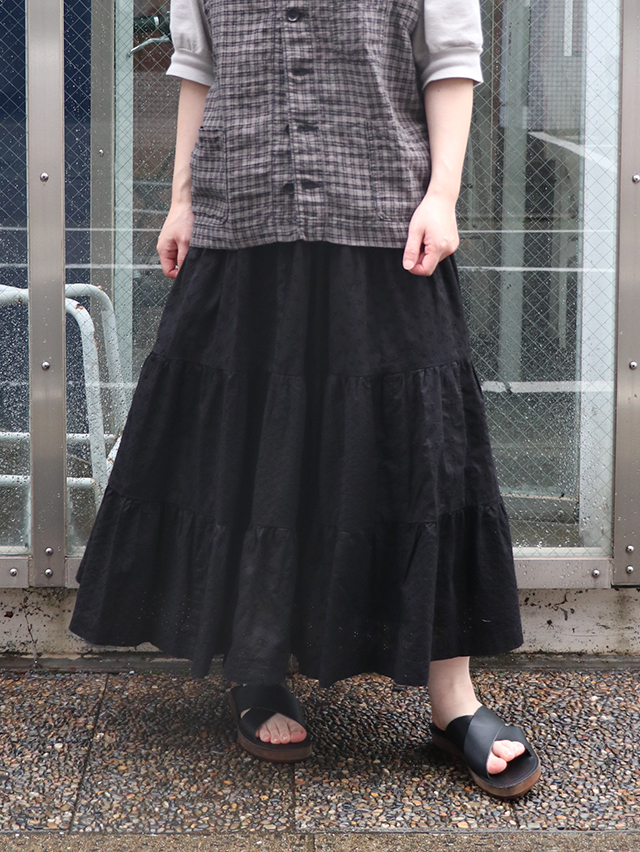 レースMIX4ステップティアードスカート TIGRE BROCANTE