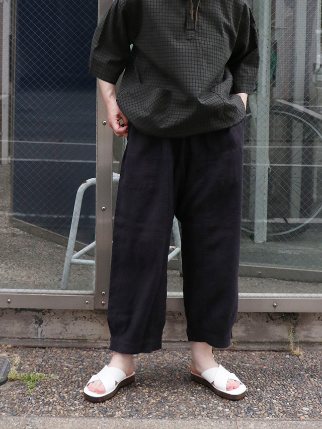 リネンチェックムエタイ8分丈パンツ TIGRE BROCANTE