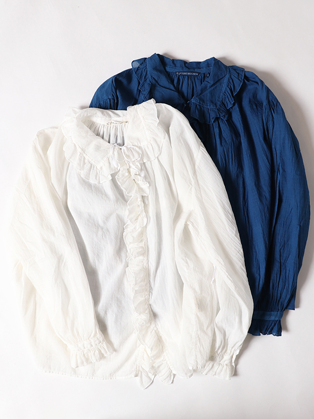 美品】TIGRE BROCANTE フリルシャツ FREE 日本製 カシミヤ TIGRE 